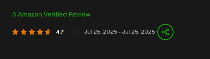 5 Amazon Verified Review — 4.7 rating