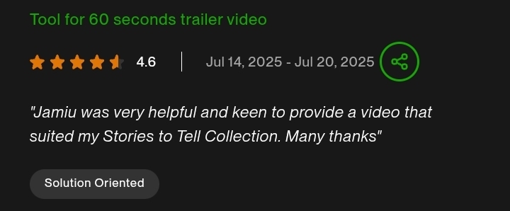 Verified 4.6 star review — Tool for 60 seconds trailer video