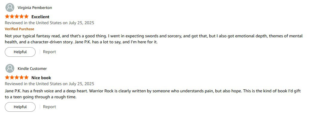 Verified Amazon reviews for Warrior Rock of Thorns and Briars — Excellent & Nice book