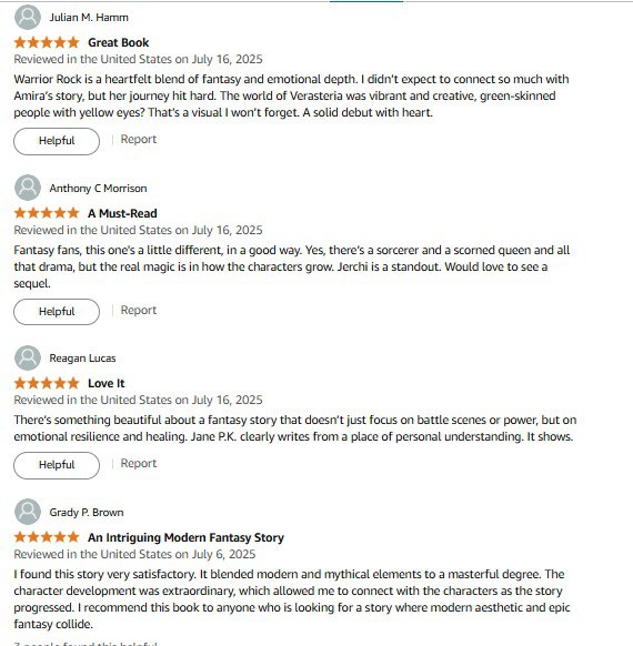 Verified Amazon reviews for Warrior Rock of Thorns and Briars — Great Book, A Must-Read, Love It, Intriguing